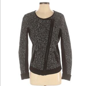 Ann Taylor LOFT Marled Moto Sweater Jacket EUC